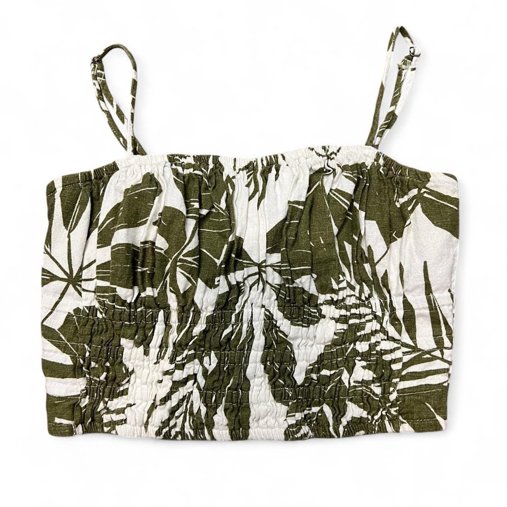 Abercrombie & Fitch Green and White Leaf Print Tank Top